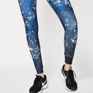 Onzie Women's Blue Space Novelty Constellation Workout Yoga Leggings Size M